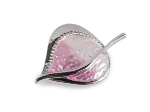 Magnetická brož s broušenými kamínky list