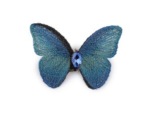 Brož motýl textilní s broušeným kamínkem