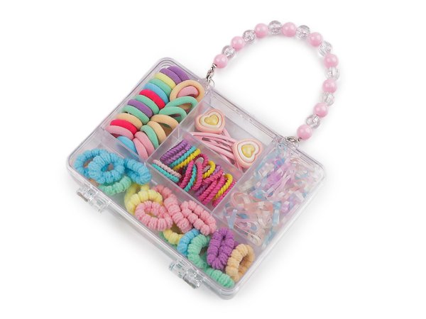 Mini gumičky a sponky do vlasů v boxu