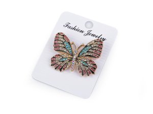 Brož s broušenými kamínky motýl