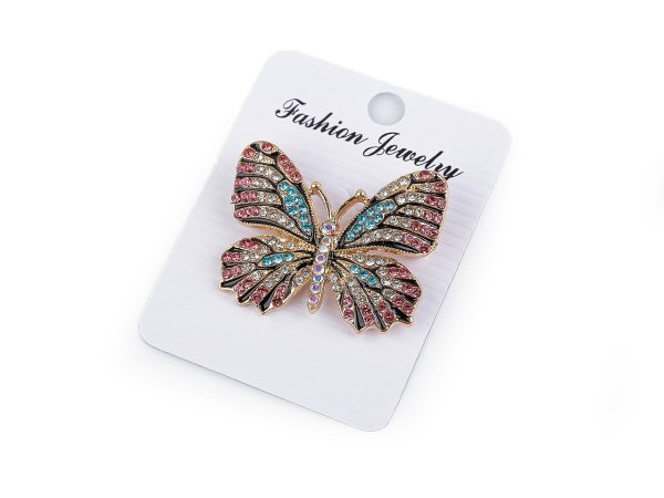 Brož s broušenými kamínky motýl