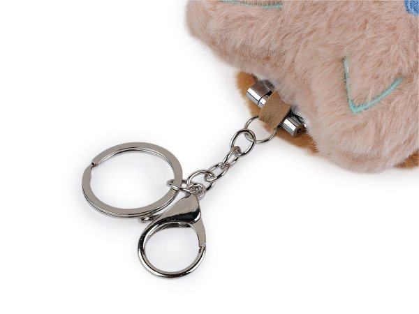 Plyšové kosmetické zrcátko / přívěsek na kabelku kočka