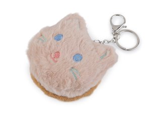 Plyšové kosmetické zrcátko / přívěsek na kabelku kočka