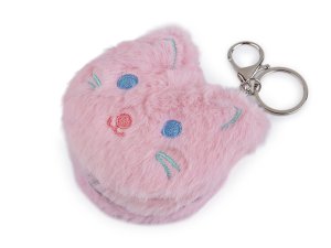 Plyšové kosmetické zrcátko / přívěsek na kabelku kočka