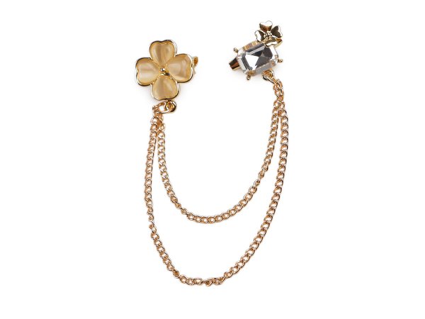 Brož / spona dragoun s broušenými kamínky čtyřlístek