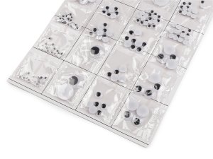 Plastové oči k nalepení s pohyblivou čočkou, mix velikostí