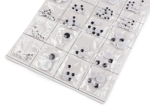 Plastové oči k nalepení s pohyblivou čočkou, mix velikostí