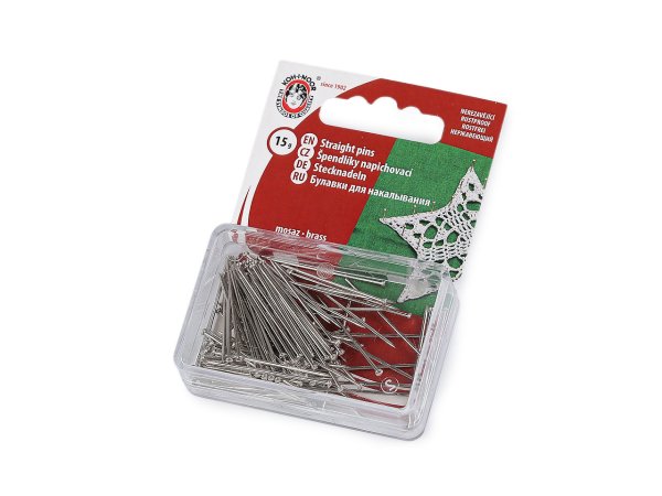 Celokovové špendlíky délka 30 mm mosazné