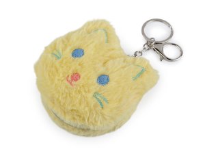 Plyšové kosmetické zrcátko / přívěsek na kabelku kočka