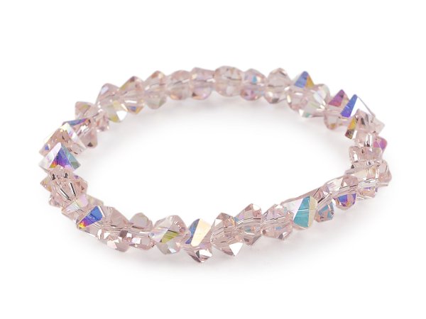 Náramek pružný z broušených korálků triangl s AB efektem