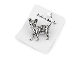 Brož s broušenými kamínky kočka