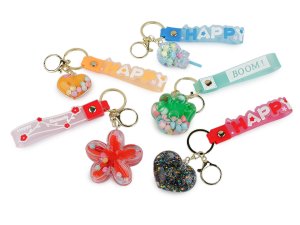 Přívěsek na batoh / klíče s tekutinou a glitry