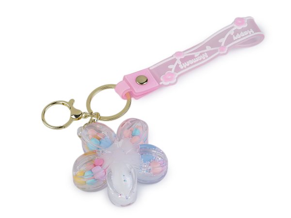 Přívěsek na batoh / klíče s tekutinou a glitry