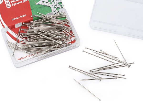 Celokovové špendlíky délka 30 mm mosazné