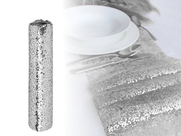 Pavučinka / štola / běhoun dekorační s glitry šíře 24 cm