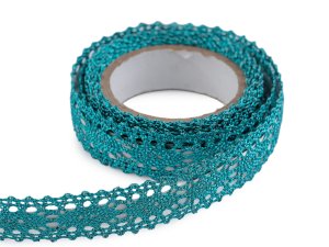 Samolepicí krajka šíře 15 mm metalická