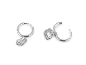 Náušnice z nerezové oceli kroužky, srdce s broušeným kamínkem