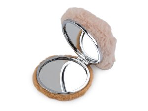 Plyšové kosmetické zrcátko / přívěsek na kabelku kočka