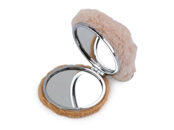Plyšové kosmetické zrcátko / přívěsek na kabelku kočka