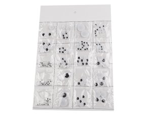 Plastové oči k nalepení s pohyblivou čočkou, mix velikostí