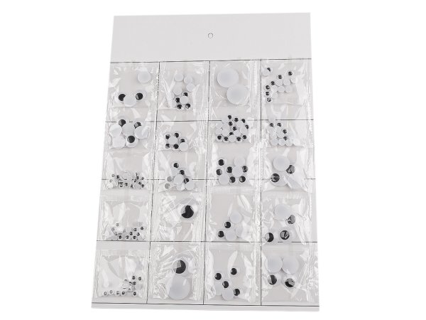 Plastové oči k nalepení s pohyblivou čočkou, mix velikostí