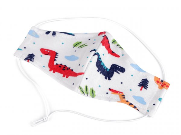 Dětská rouška z úpletu zvířátka, dinosaurus, letadlo 3-6 let