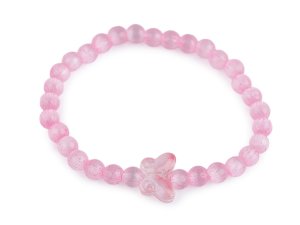 Náramek pružný ze skleněných korálků kočka, motýl, hvězda