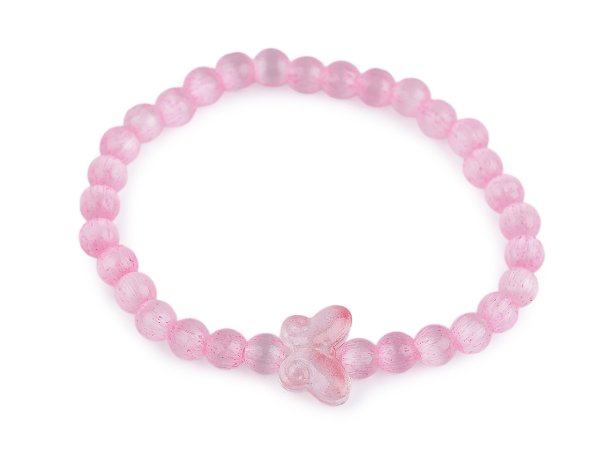 Náramek pružný ze skleněných korálků kočka, motýl, hvězda