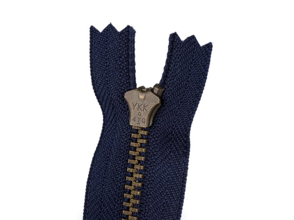 Kovový zip YKK No 4 délka 18 cm staromosazný (jeansový)