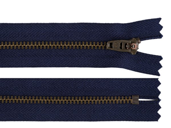 Kovový zip YKK No 4 délka 20 cm staromosazný (jeansový)