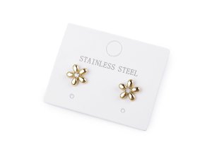 Náušnice z nerezové oceli s broušeným kamínkem květ