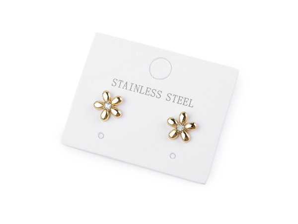 Náušnice z nerezové oceli s broušeným kamínkem květ