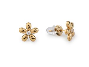 Náušnice z nerezové oceli s broušeným kamínkem květ