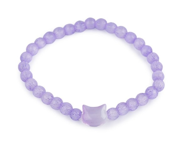 Náramek pružný ze skleněných korálků kočka, motýl, hvězda