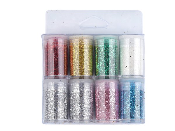Sada glitrů / třpytek v dózičkách 8 ks 4 g