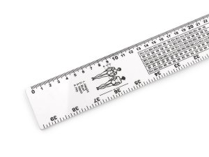 Krejčovský metr / pravítko s velikostními tabulkami délka 100 cm