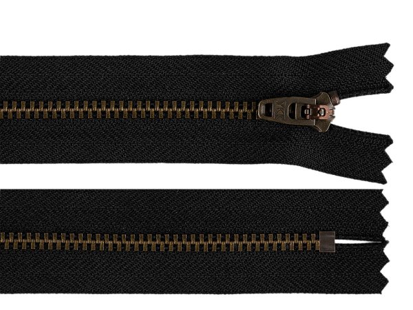 Kovový zip YKK No 4 délka 18 cm staromosazný (jeansový)
