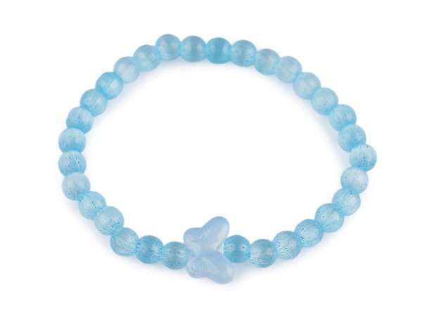 Náramek pružný ze skleněných korálků kočka, motýl, hvězda