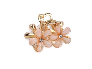 Skřipec do vlasů kovový s broušenými kamínky květy