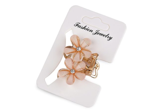 Skřipec do vlasů kovový s broušenými kamínky květy