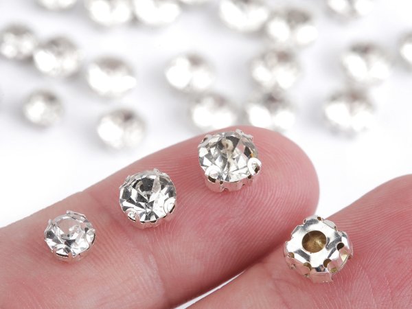 Našívací šatony / štras v pouzdře / kotlíku Ø6; 7; 8 mm