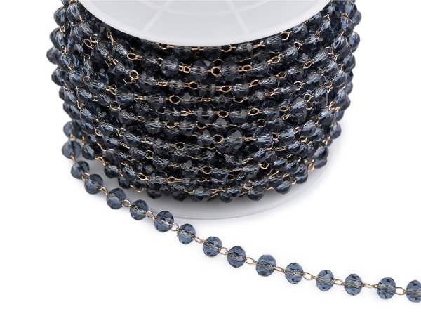 Řetízek s broušenými korálky Ø4 mm metráž