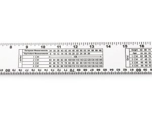 Krejčovský metr / pravítko s velikostními tabulkami délka 100 cm