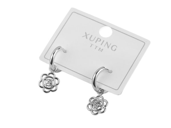 Náušnice z nerezové oceli kroužky, květ s broušeným kamínkem