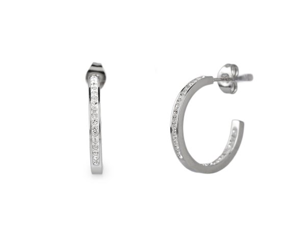 Náušnice z nerezové oceli s broušenými kamínky kruhy