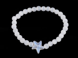 Náramek pružný ze skleněných korálků kočka, motýl, hvězda
