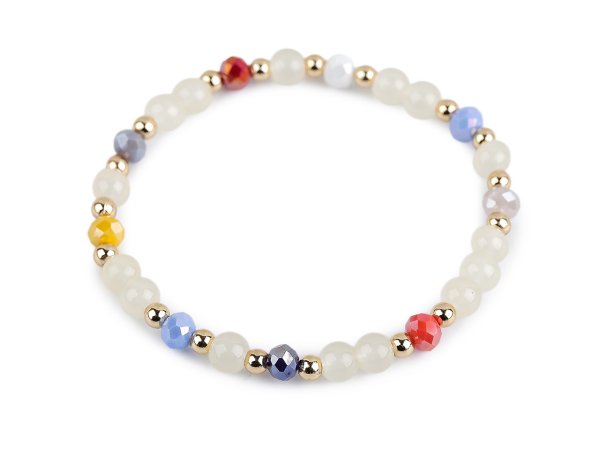 Náramek pružný ze skleněných korálků