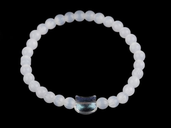 Náramek pružný ze skleněných korálků kočka, motýl, hvězda