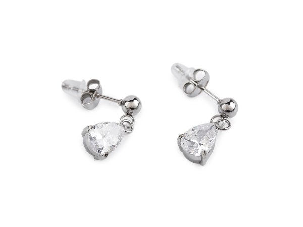 Náušnice z nerezové oceli s broušeným kamínkem