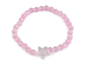 Náramek pružný ze skleněných korálků kočka, motýl, hvězda